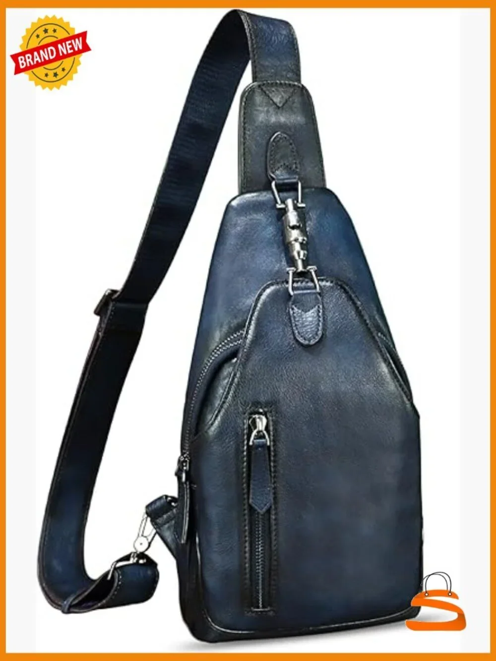 Vintage Handmade Genuine Leather Sling Backpack Crossbody Bag